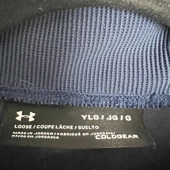 Under Armour Coldgear Quarter Snap Button Collar Youth Large Blue - Picture 3 of 8